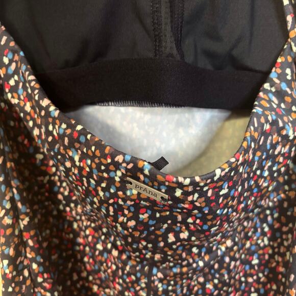 Prana dress midi length medium black and multicolor open back racer back - Picture 4 of 4